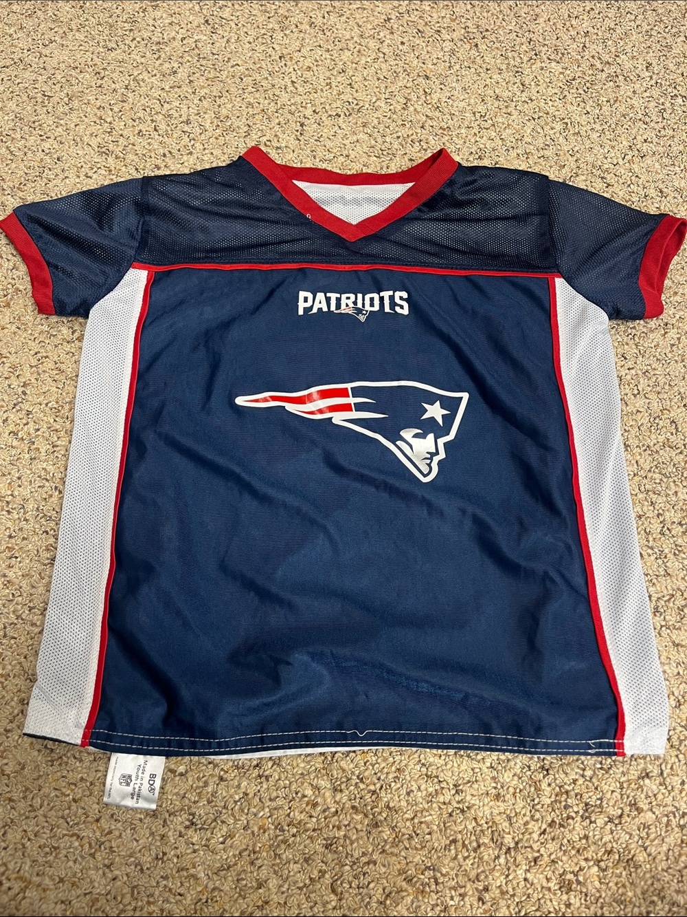 NFL Patriots Navy Blue youth large reversible Jersey with Red & White Accents